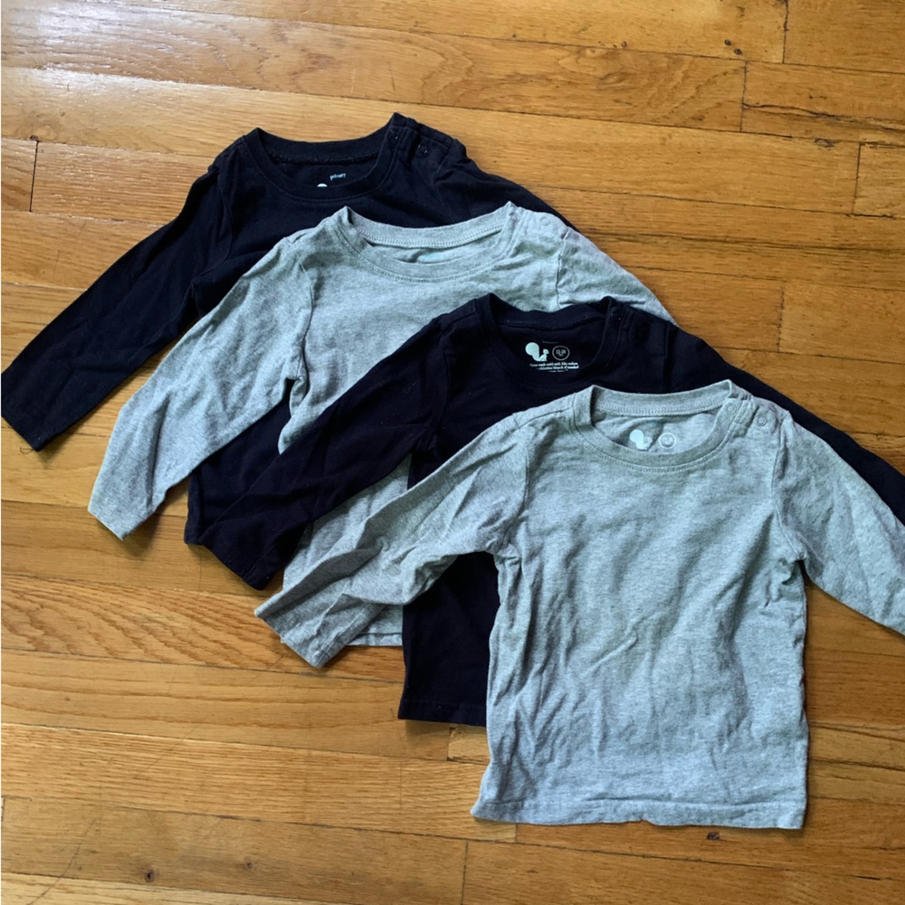 Primary Long Sleeve Tees in Black and Gray
